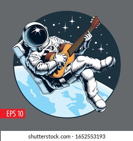 Astronaut playing guitar in