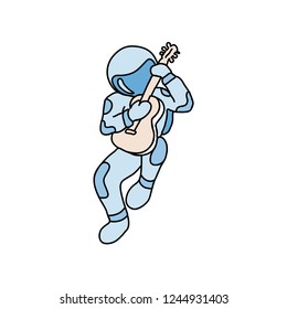 Astronaut playing the guitar. Without background