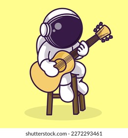 astronaut playing piano music instrument Cartoon Illustration Vector file. Isolated Premium Vector icon, every object is on separated layer. Flat Cartoon Style