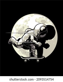 Astronaut Playing Skateboard Cartoon Vector Icon Illustration.
Astronaut Skateboarding Surfing in Space Moon Vector Illustration.