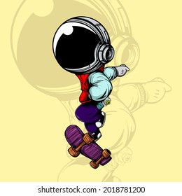 ASTRONAUT PLAYING SKATEBOARD WITH URBAN STREET WEAR