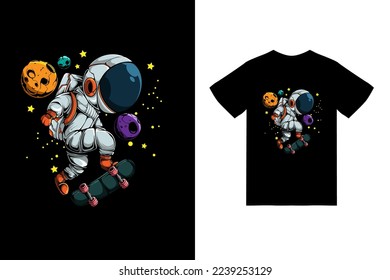 THE ASTRONAUT PLAYING SKATEBORD IN THE SPACE svg