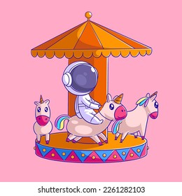 Astronaut playing the unicorn carousel