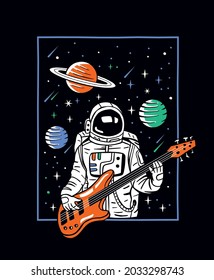 An astronaut plays the