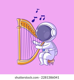 The astronaut plays the harp so great