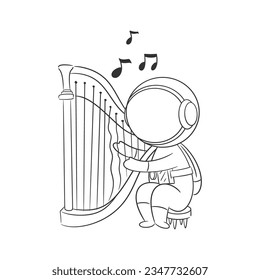 The astronaut plays the harp so great for coloring for coloring