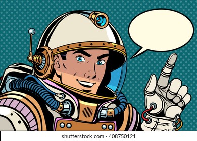 Astronaut pointing finger direction