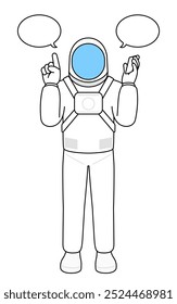 Astronauta apontando ao telefone, Ilustração de vetor