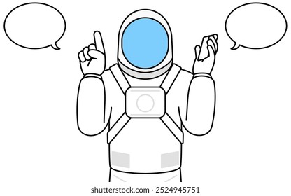 Astronaut pointing while on the phone, Vector Illustration