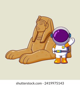 A Astronaut posing near Sphinx Pyramid of Egypt of illustration