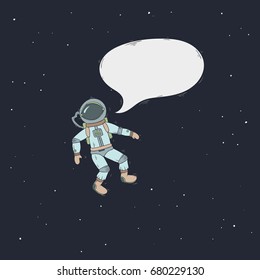 Astronaut - positive comic style cartoon illustration.