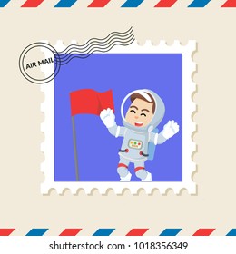 Astronaut postage stamp on air mail envelope