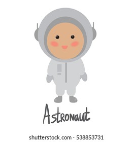 Astronaut profession. Isolated vector cartoon character on white background.
