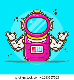 Astronaut Profession Vector Icon Illustration. Spaceman Mascot Cartoon Character. Science Icon Concept. Flat Cartoon Style Suitable for Sticker, Wallpaper, Icon, etc.