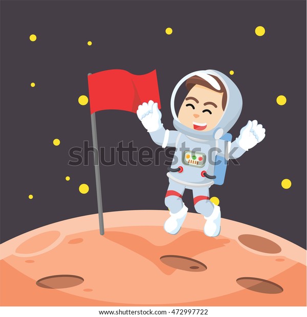 astronaut putting the flag in\
moon