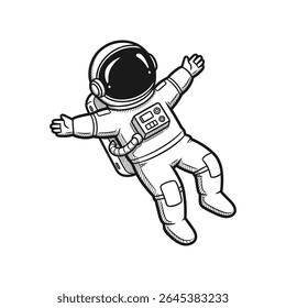 Astronauta intrigado ao analisar o mapa durante viagem espacial - Ilustração de vetor