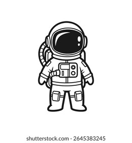 Astronaut raising flag on moon surface after successful landing – Vector Illustration