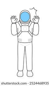 Astronaut raising his hand in surprise, Vector Illustration