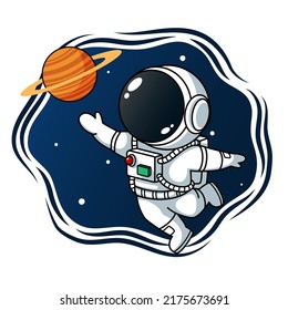 Astronaut Reaching Planet Stock Vector (Royalty Free) 2175673691 ...