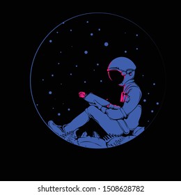 Astronaut reading Book at Night