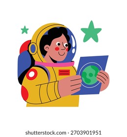 Astronaut  Recording Flat Vector Illustration EPS 10 File