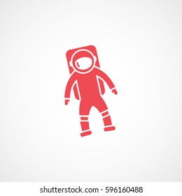 Astronaut Red Flat Icon On White Background