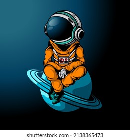 THE ASTRONAUT RELAX IN THE SPACE svg