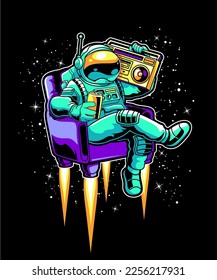 "Astronaut relaxing in space" vector illustration design.
The design is suitable for use on t-shirts and posters