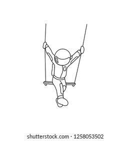 Astronaut rides on a swing. Pattern for embroidery