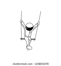 Astronaut rides on a swing. Without background