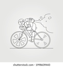 astronaut riding bicycle line art vector symbol illustration design, astronaut sketch idea