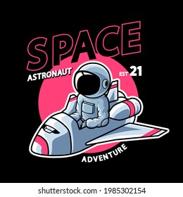 astronaut riding on starships premium vector