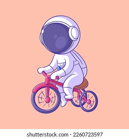 Astronaut riding a red bicycle