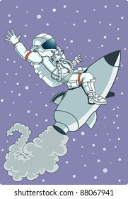 astronaut riding rocket