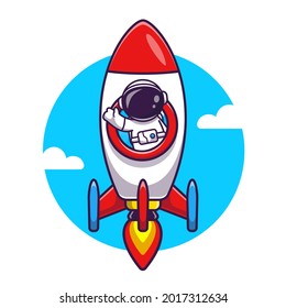 Astronautenrockenkartoon-Vektorsymbol Illustration. Science Technology Icon Konzept isolierter Premium-Vektorgrafik. Flachbildkartonstil