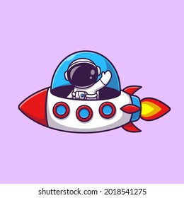 Astronautenrockenkartoon-Vektorsymbol Illustration. Science Technology Icon Konzept isolierter Premium-Vektorgrafik. Flachbildkartonstil