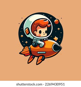 astronaut riding a rocket into space. The astronaut is shown in a spacesuit with a helmet and gloves, and is strapped onto the rocket with safety harnesses
