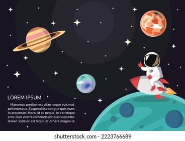 Astronaut Riding Rocket Vector Illustration. Science Technology Concept Isolated Premium Vector. Flat Cartoon Style