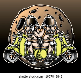 Astronaut riding in space. Premium vector