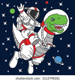 RIDING ASTRONAUTA TIRANOSAUR REX EN EL ESPACIO