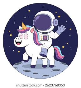 Astronaut Riding a Unicorn on the Moon