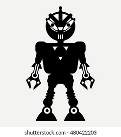  astronaut robot, icon, flat illustration isolated on white background