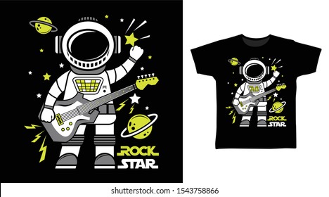 Astronaut Rock Star t-shirt and apparel trendy design with simple typography, good for T-shirt graphics, poster, print and other uses.