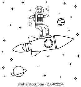 Sweet Astronaut Stays On Rocket Flying Stock Vector (Royalty Free ...