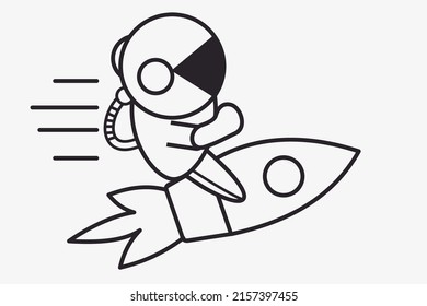 Astronaut. Rocket. Astronaut flying in spaceship