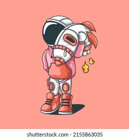 astronaut and rocket illustration template