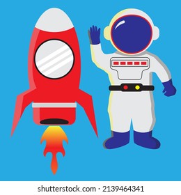 Astronaut with Rocket Illustrations Vector For Additional your best Design