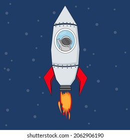 astronaut in rocket to space  illustration