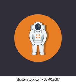 Astronaut round flat icon, space suit, spacesuit, space exploration, vector illustration