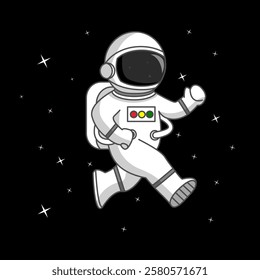 Astronaut run on space, cute cartoon character design